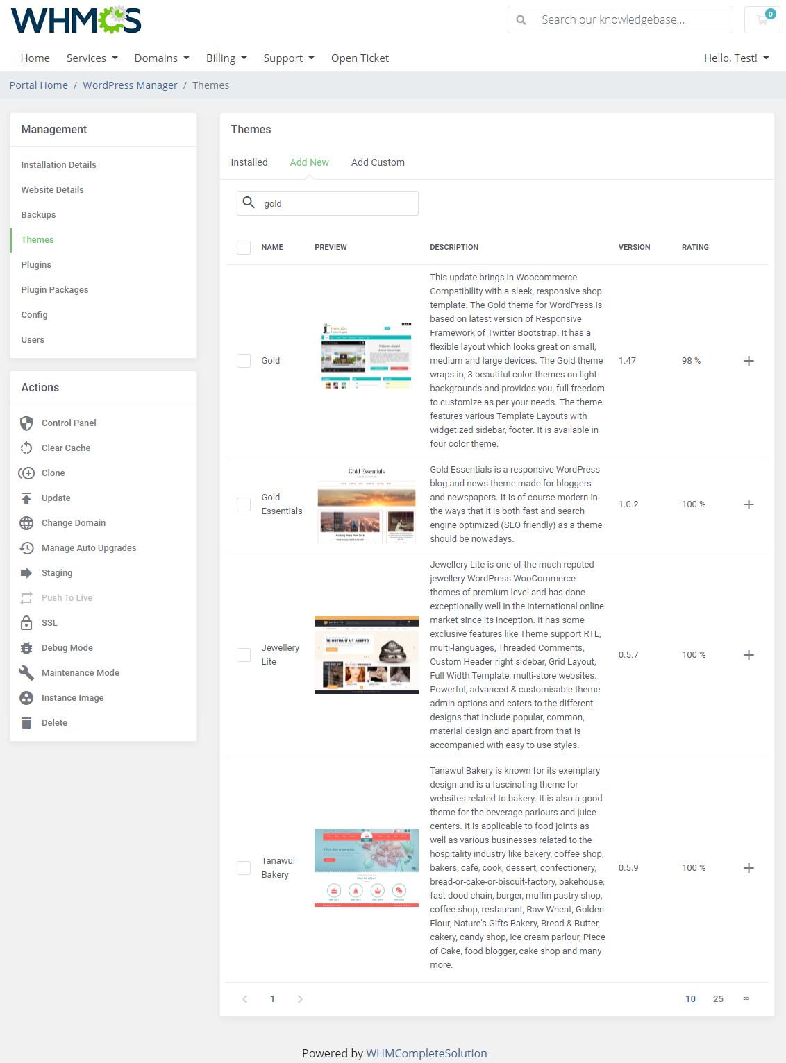WordPress Manager For WHMCS: Module Screenshot 16