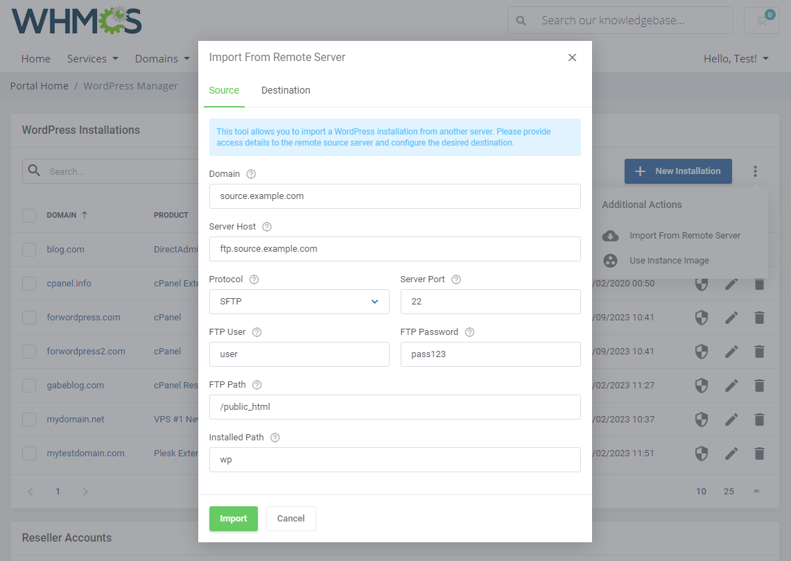 WordPress Manager For WHMCS: Module Screenshot 4