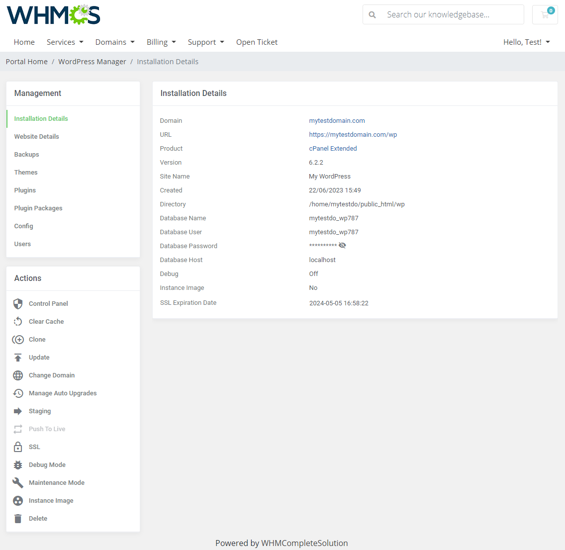 WordPress Manager For WHMCS: Module Screenshot 6