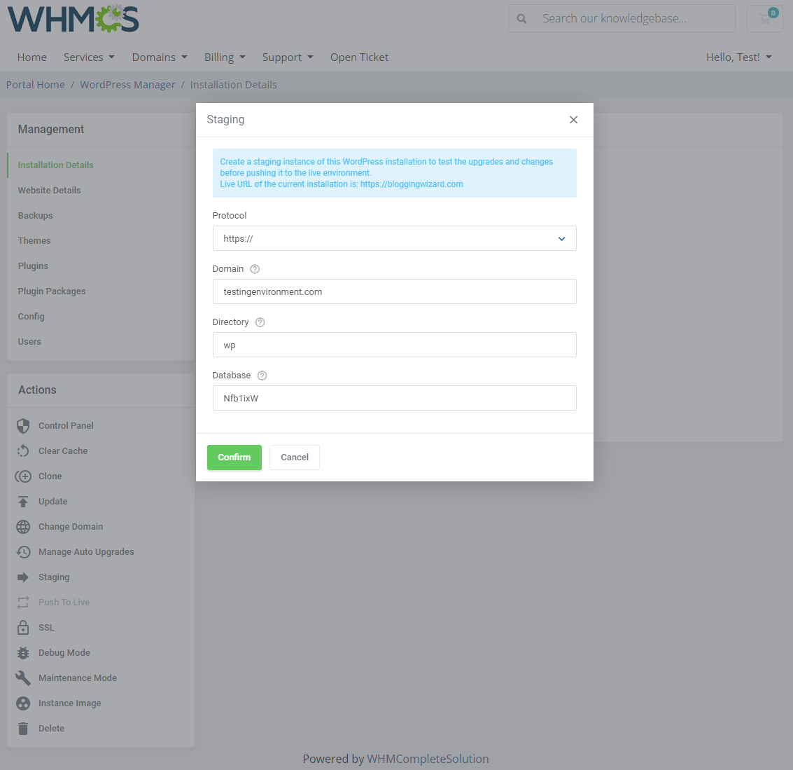 WordPress Manager For WHMCS: Module Screenshot 9