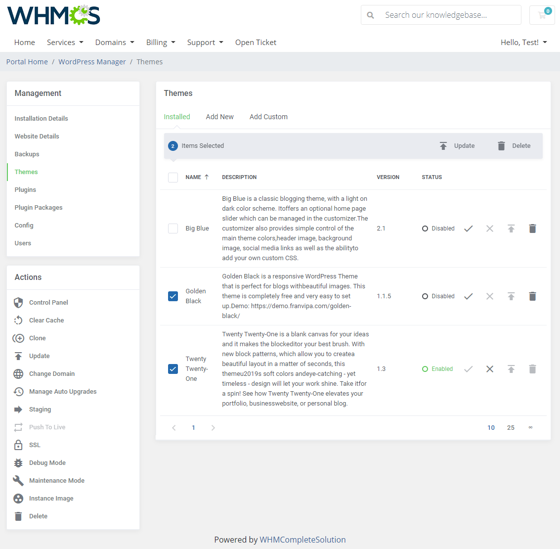 WordPress Manager For WHMCS: Module Screenshot 15