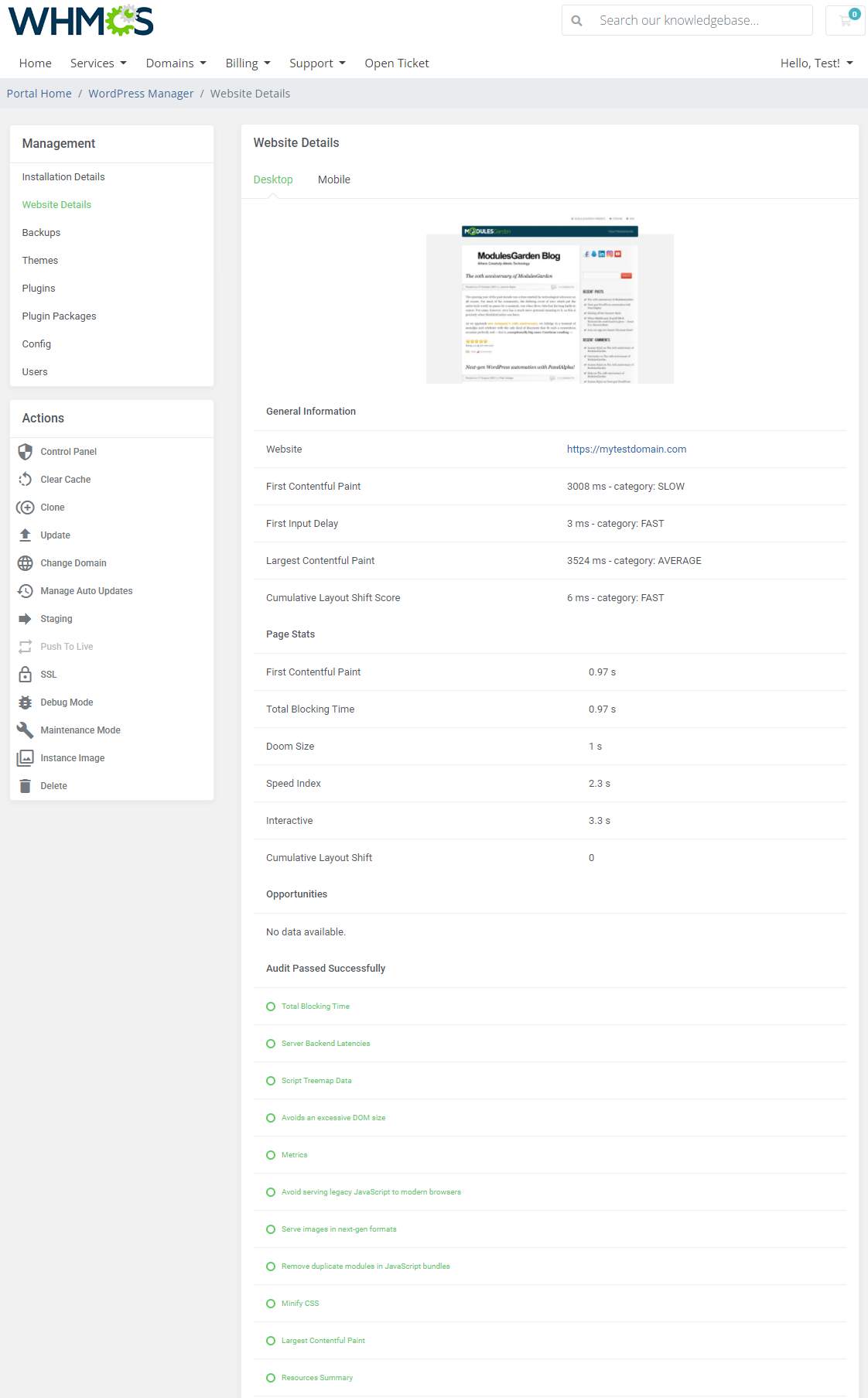WordPress Manager For WHMCS: Module Screenshot 13