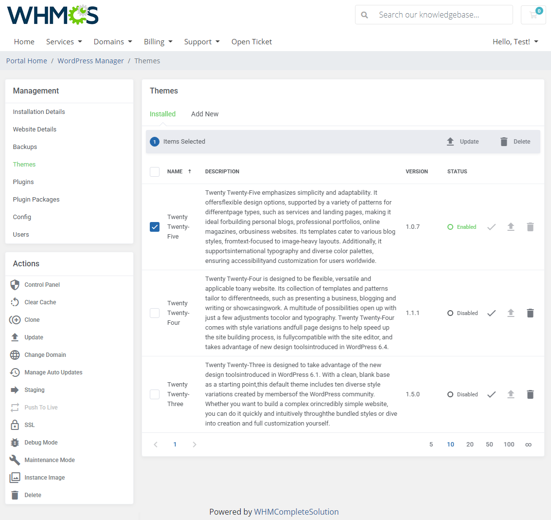 WordPress Manager For WHMCS: Module Screenshot 16