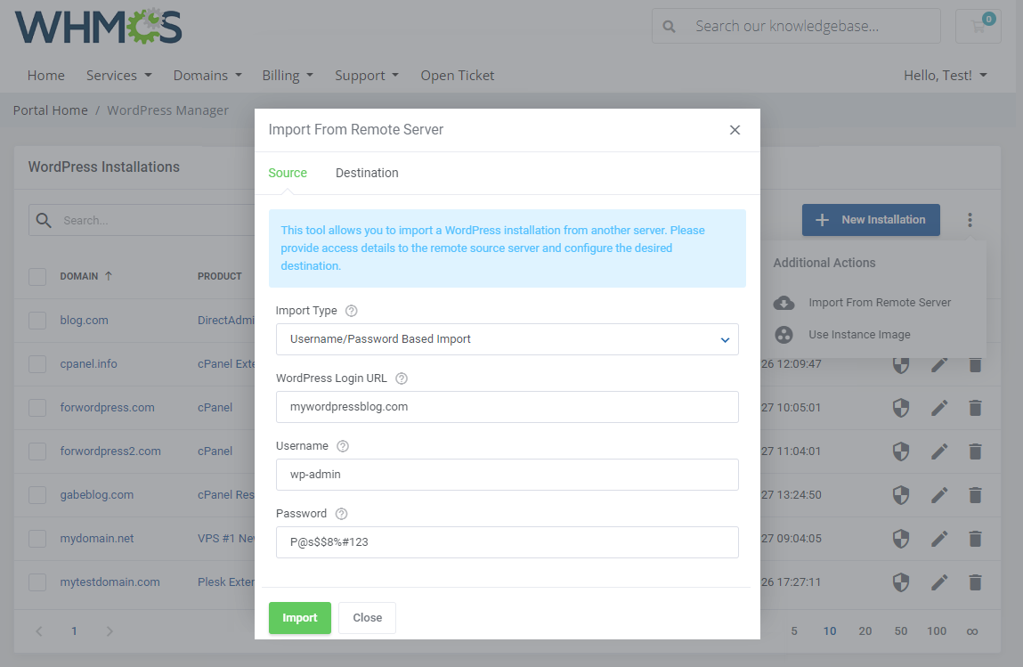 WordPress Manager For WHMCS: Module Screenshot 4
