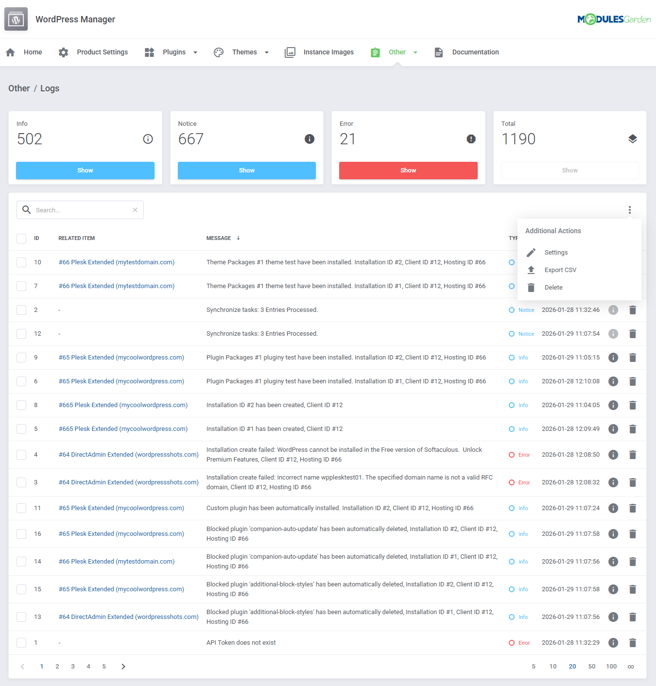 WordPress Manager For WHMCS: Module Screenshot 45
