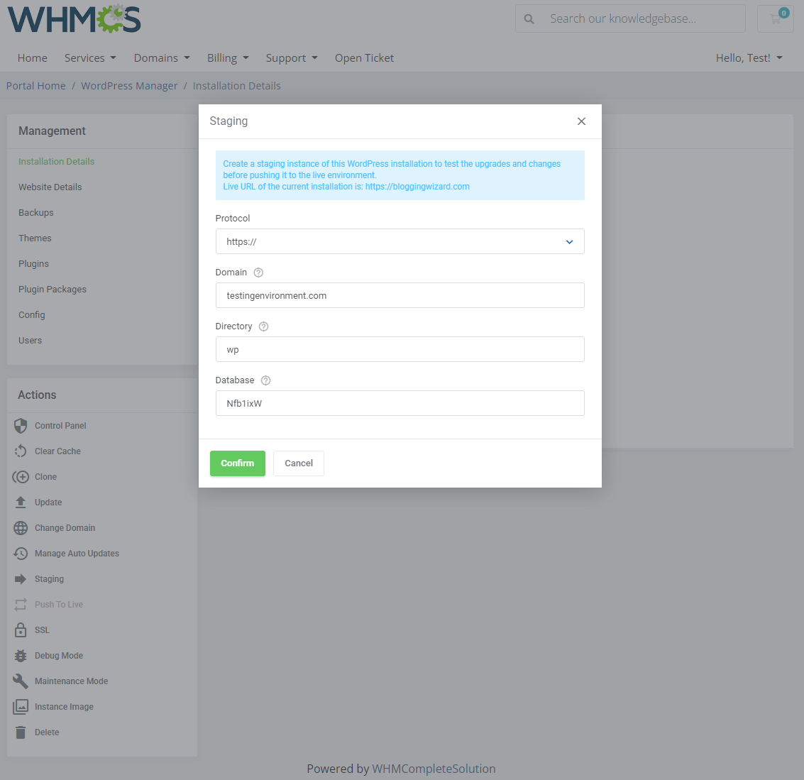 WordPress Manager For WHMCS: Module Screenshot 10