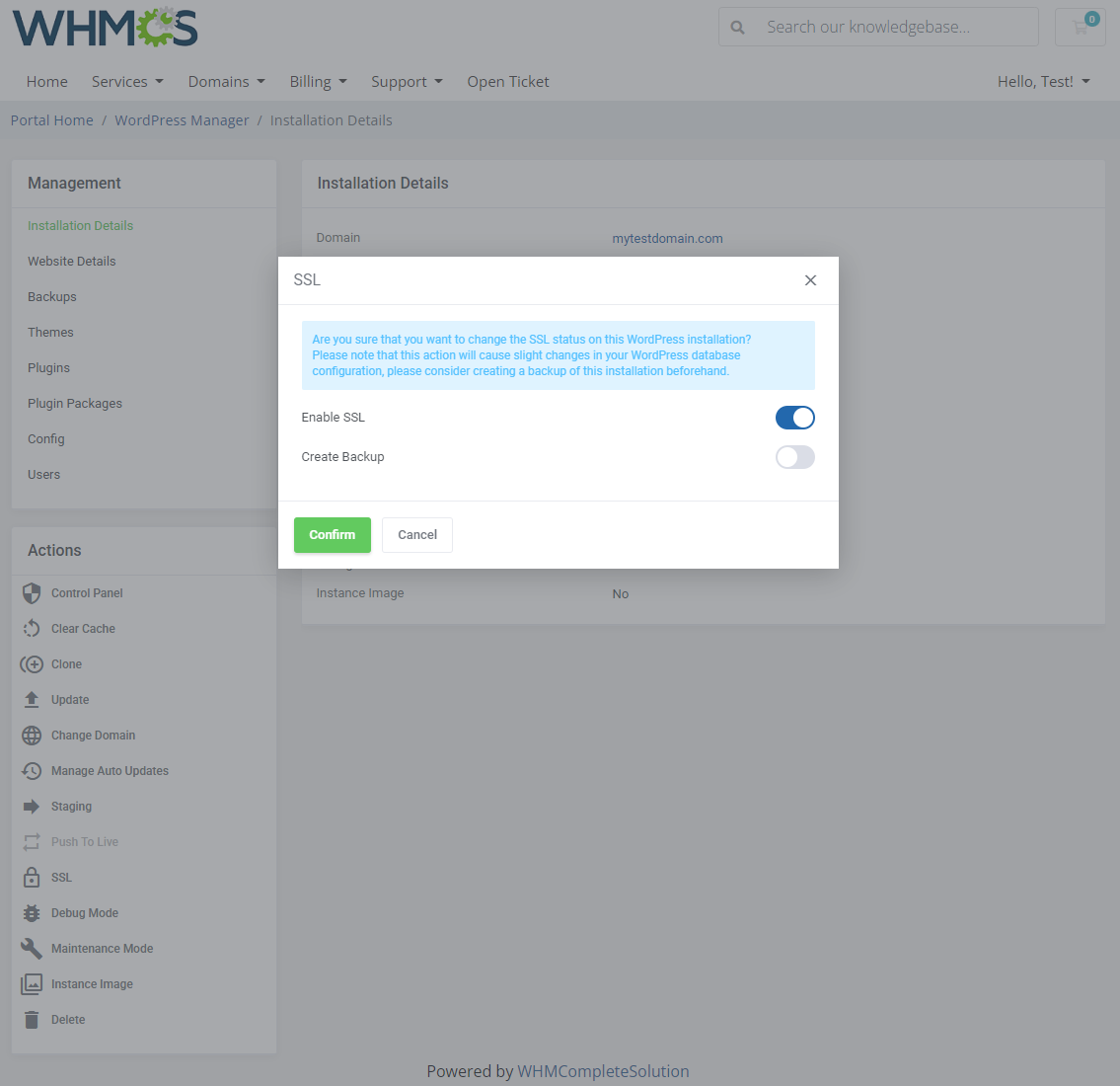 WordPress Manager For WHMCS: Module Screenshot 11