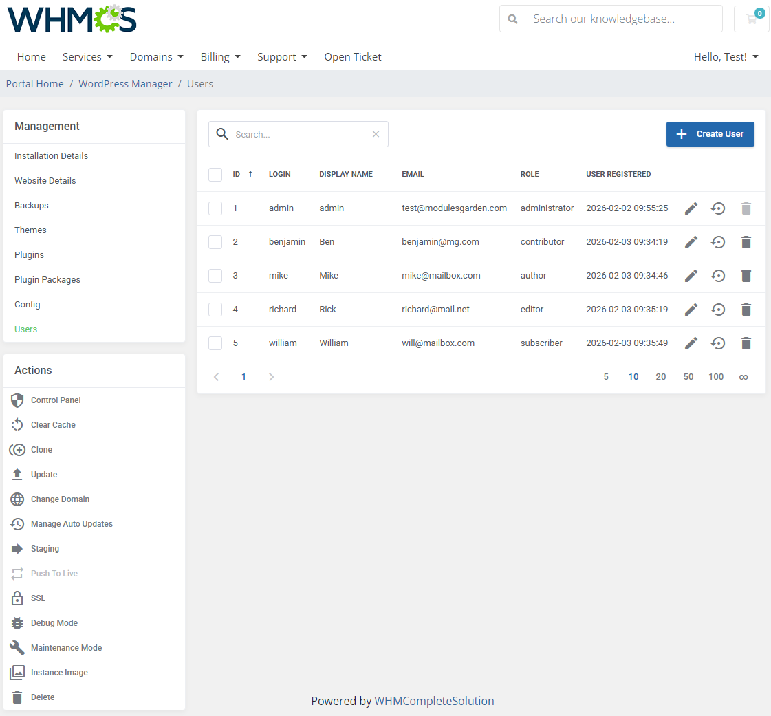 WordPress Manager For WHMCS: Module Screenshot 24