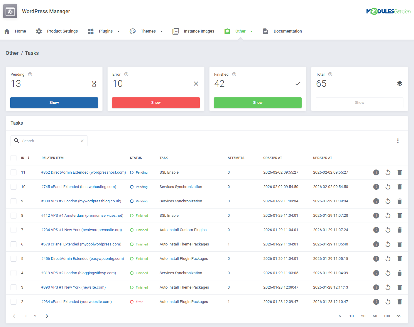 WordPress Manager For WHMCS: Module Screenshot 46