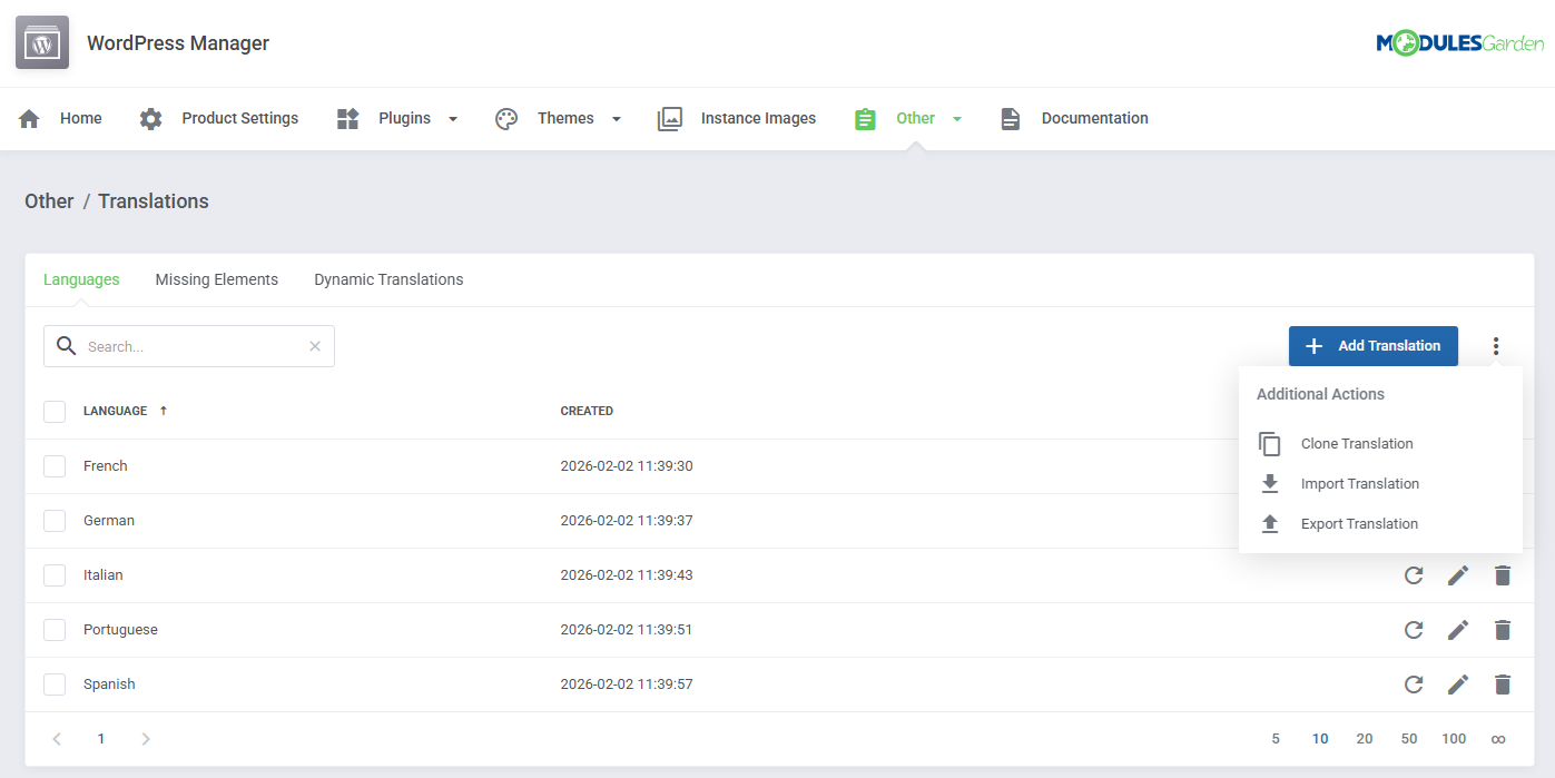 WordPress Manager For WHMCS: Module Screenshot 48