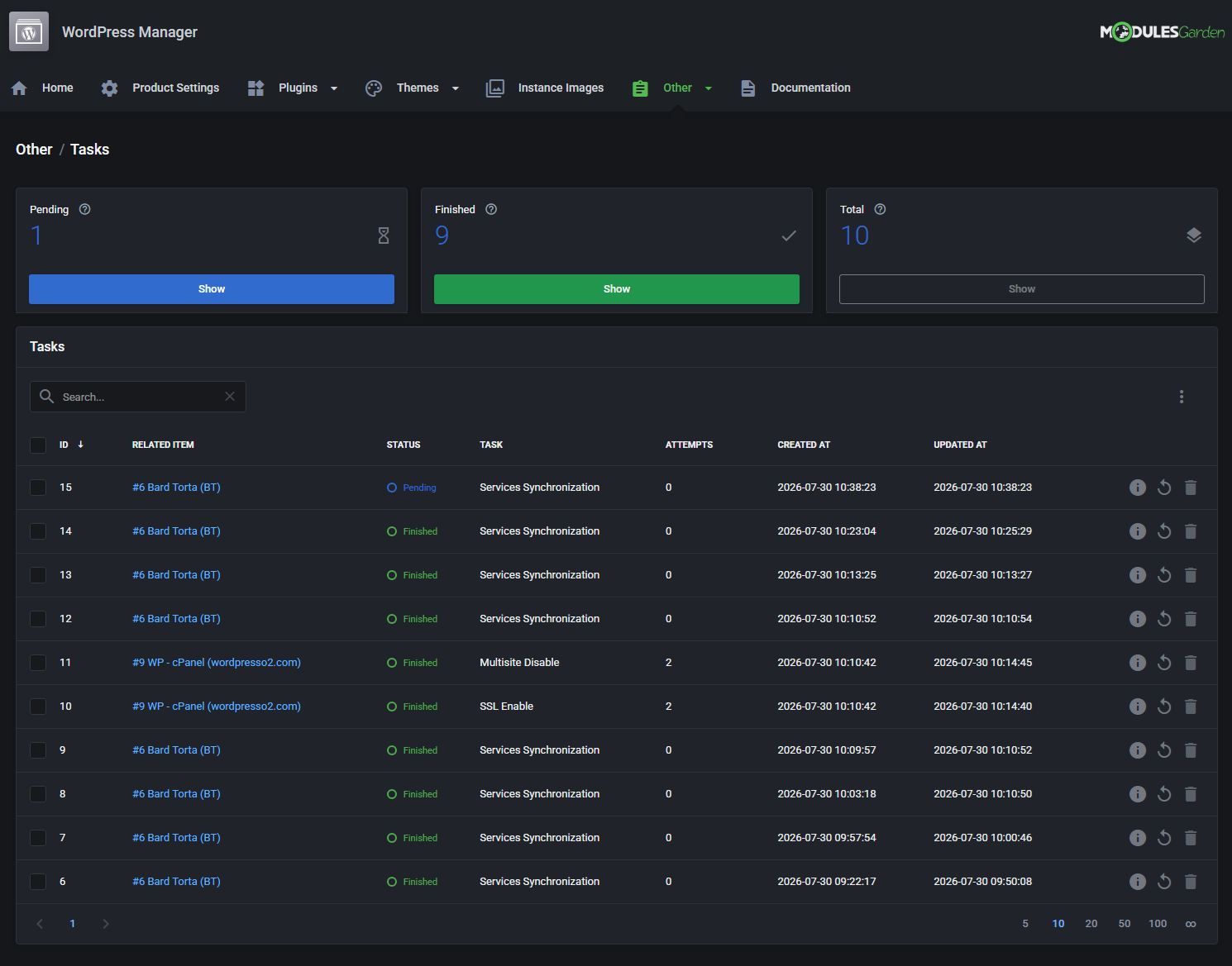 WordPress Manager For WHMCS: Module Screenshot 56