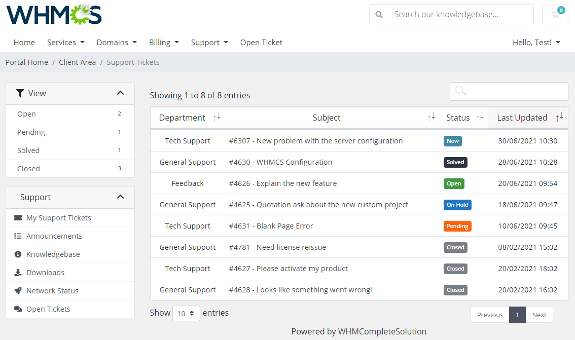 Zendesk For WHMCS: Module Screenshot 1
