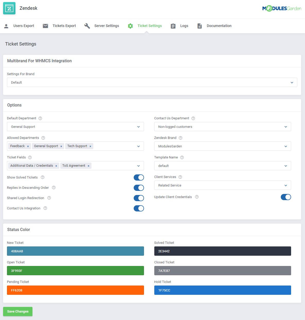 Zendesk For WHMCS: Module Screenshot 11