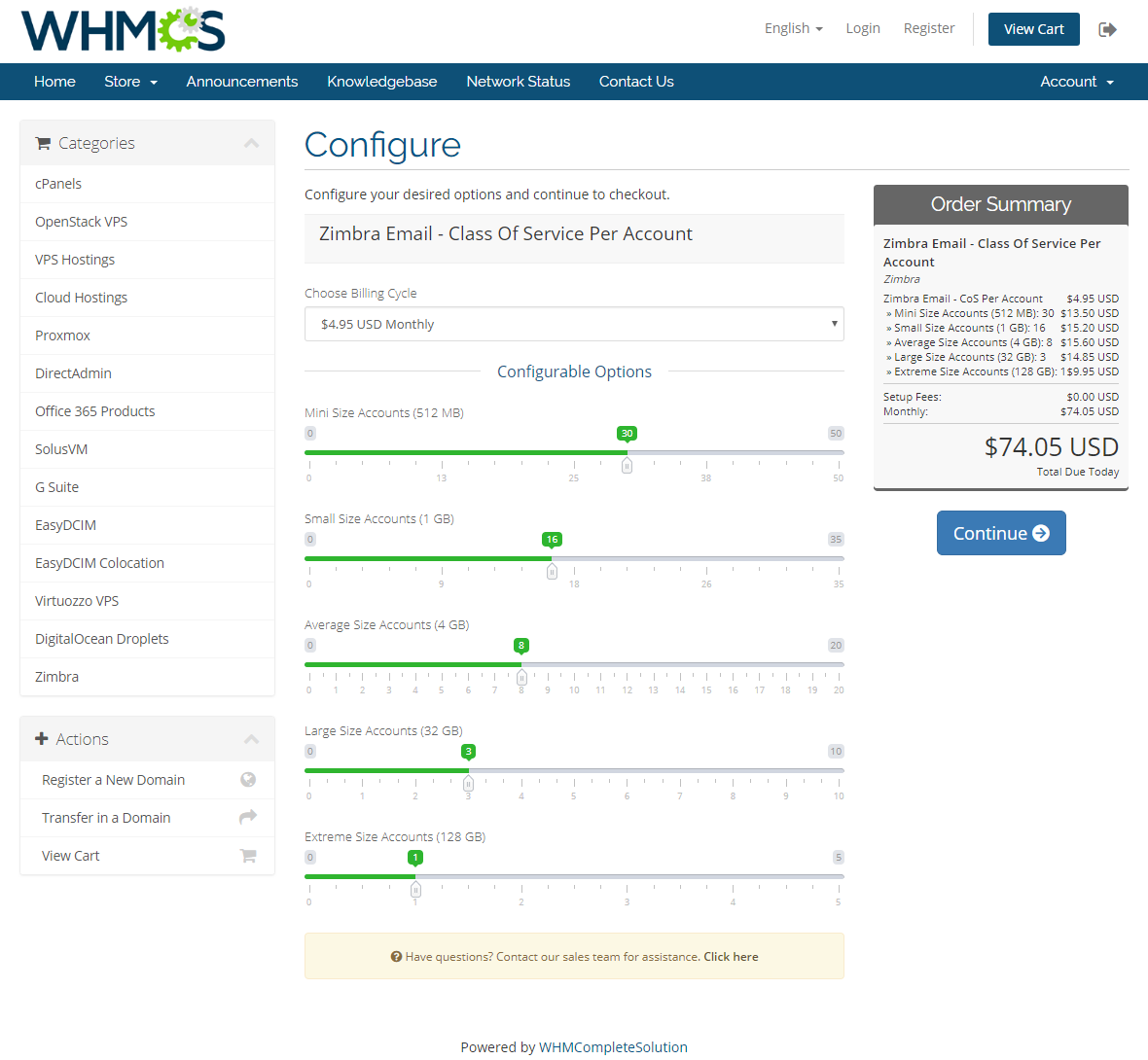 Zimbra Email For WHMCS: Module Screenshot 14